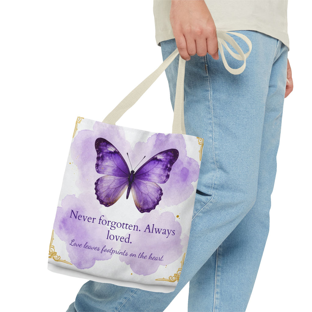Never Forgotten Always Loved Butterfly Memorial Tote Bag