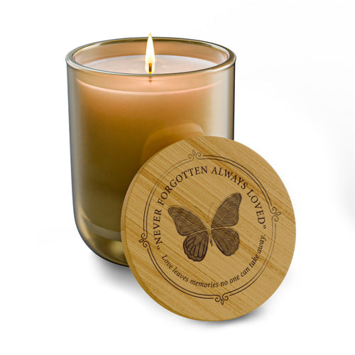 Never Forgotten, Always Loved Memorial Candle – Butterfly Remembrance Gift