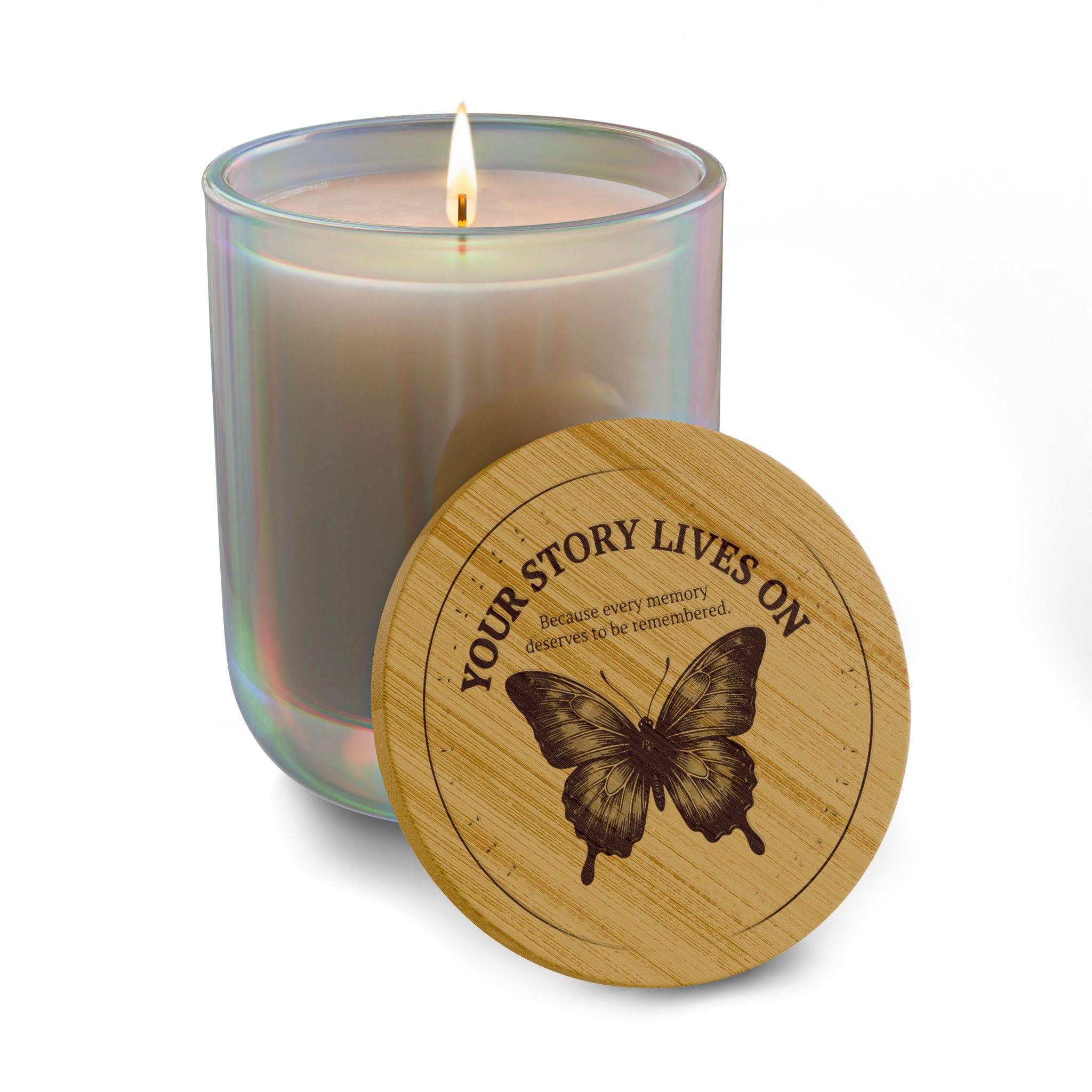 Your Story Lives On Memorial Candle – Butterfly Remembrance Gift