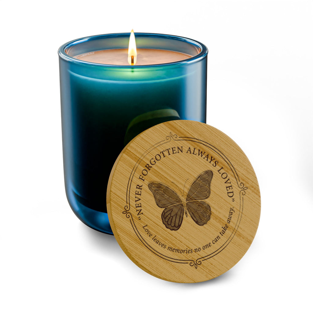 Never Forgotten, Always Loved Memorial Candle – Butterfly Remembrance Gift