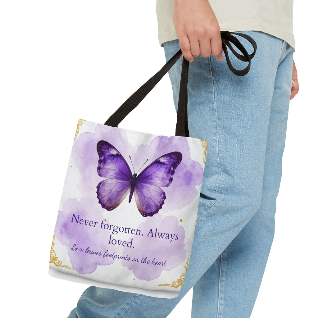 Never Forgotten Always Loved Butterfly Memorial Tote Bag