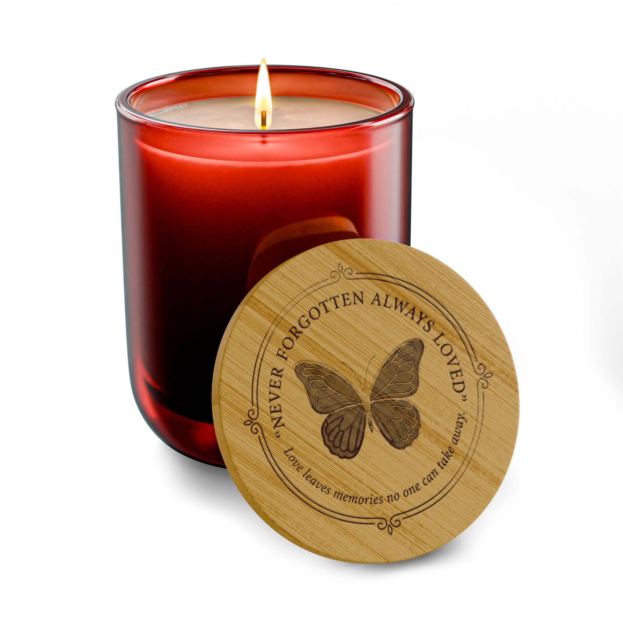 Never Forgotten, Always Loved Memorial Candle – Butterfly Remembrance Gift