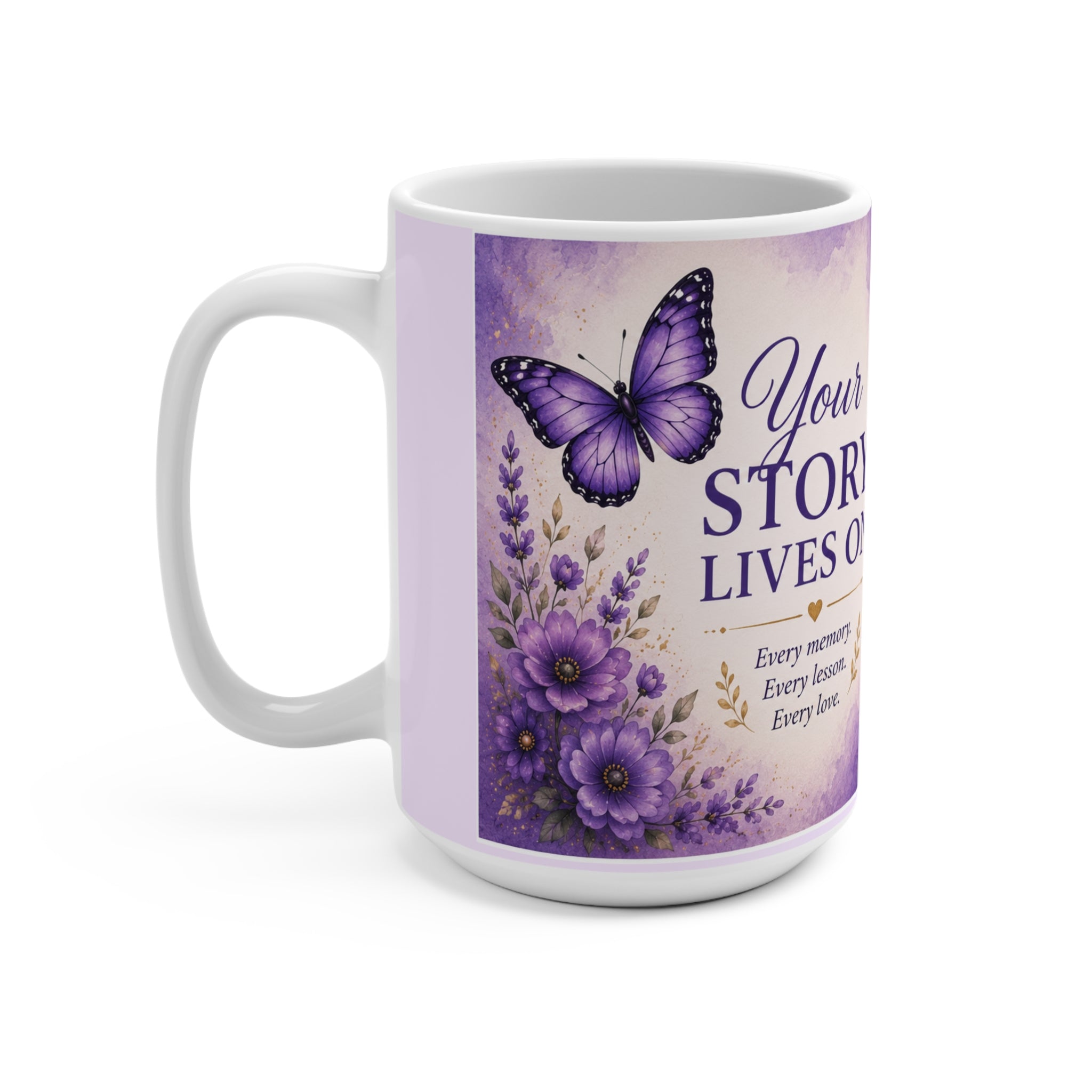Your Story Lives On Memorial Mug – Butterfly Remembrance Coffee Cup