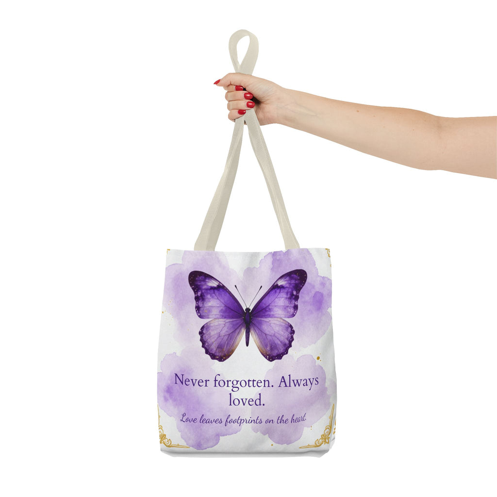 Never Forgotten Always Loved Butterfly Memorial Tote Bag