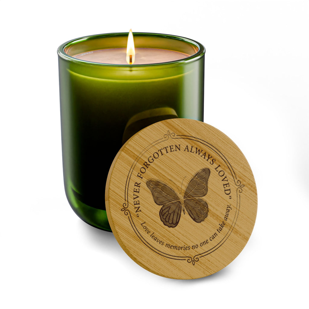 Never Forgotten, Always Loved Memorial Candle – Butterfly Remembrance Gift