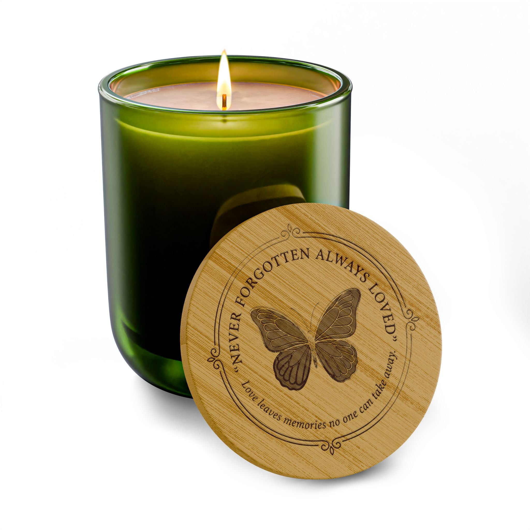 Never Forgotten, Always Loved Memorial Candle – Butterfly Remembrance Gift