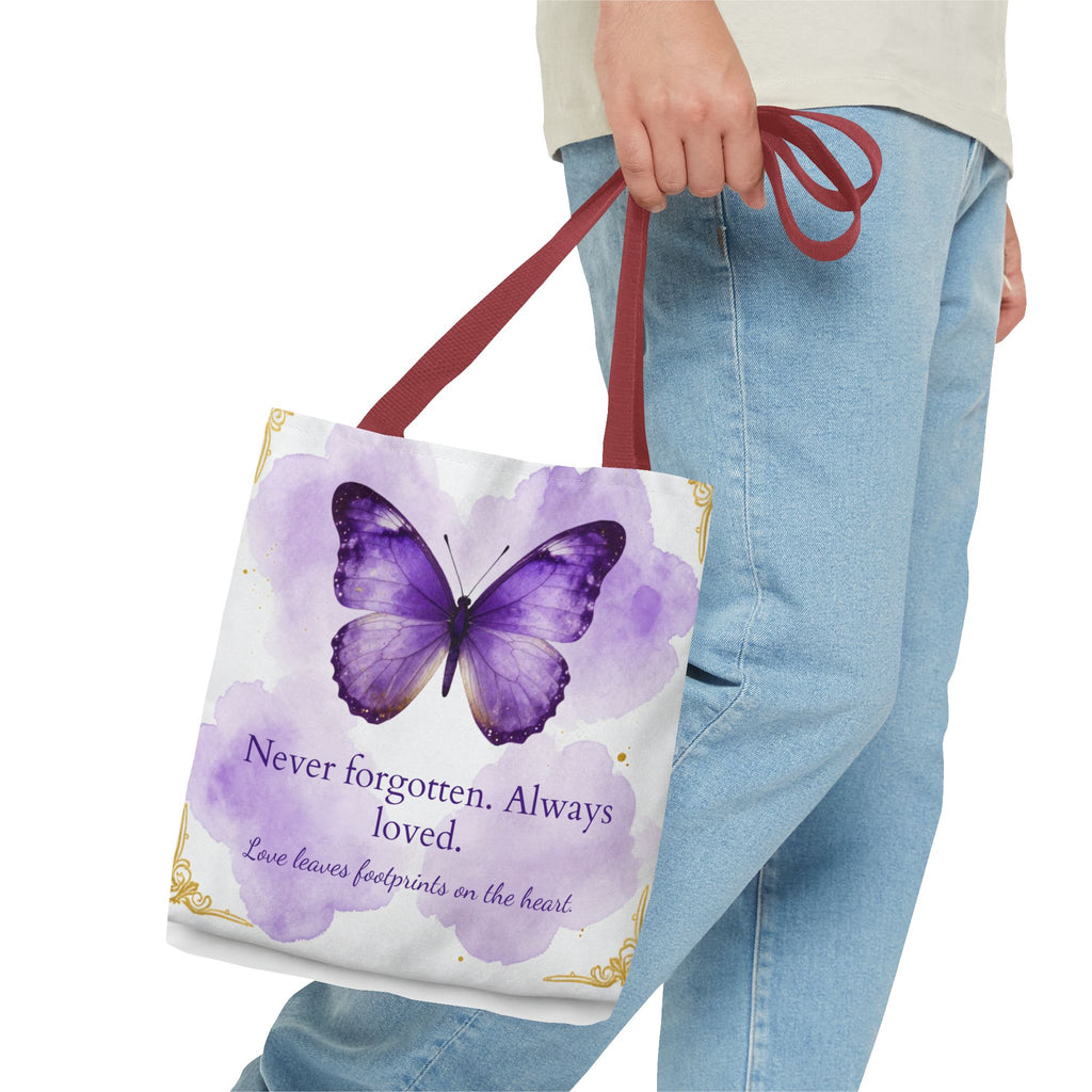 Never Forgotten Always Loved Butterfly Memorial Tote Bag