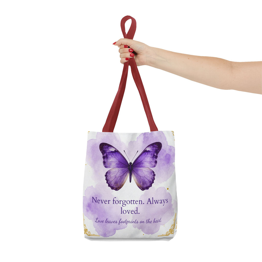 Never Forgotten Always Loved Butterfly Memorial Tote Bag