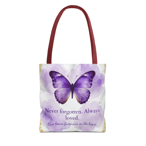 Never Forgotten Always Loved Butterfly Memorial Tote Bag