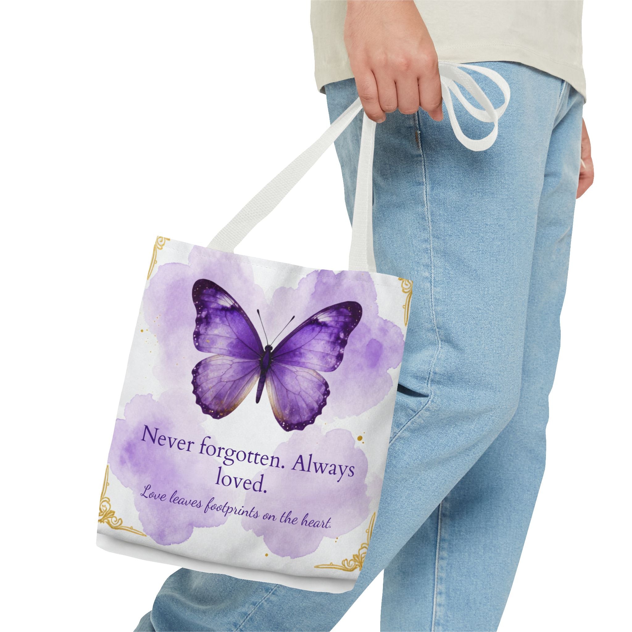 Never Forgotten Always Loved Butterfly Memorial Tote Bag