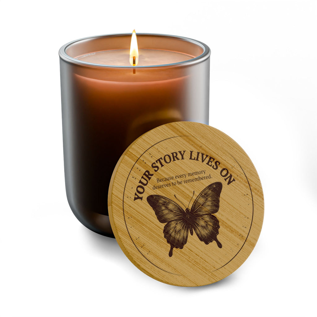 Your Story Lives On Memorial Candle – Butterfly Remembrance Gift