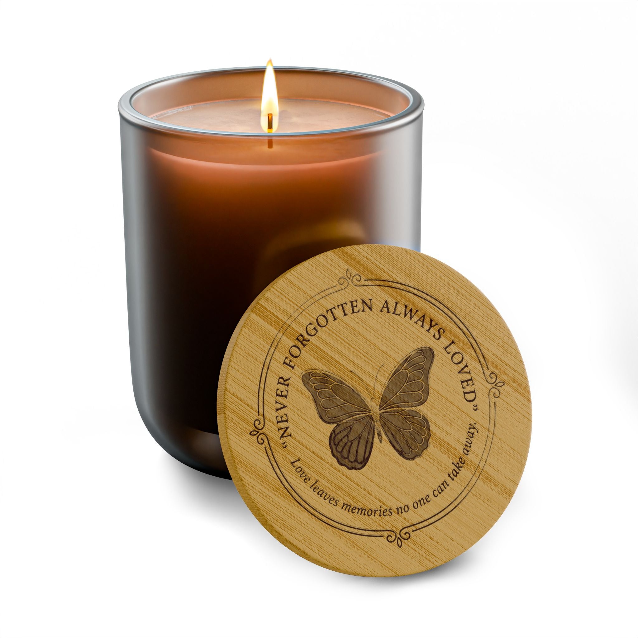 Never Forgotten, Always Loved Memorial Candle – Butterfly Remembrance Gift