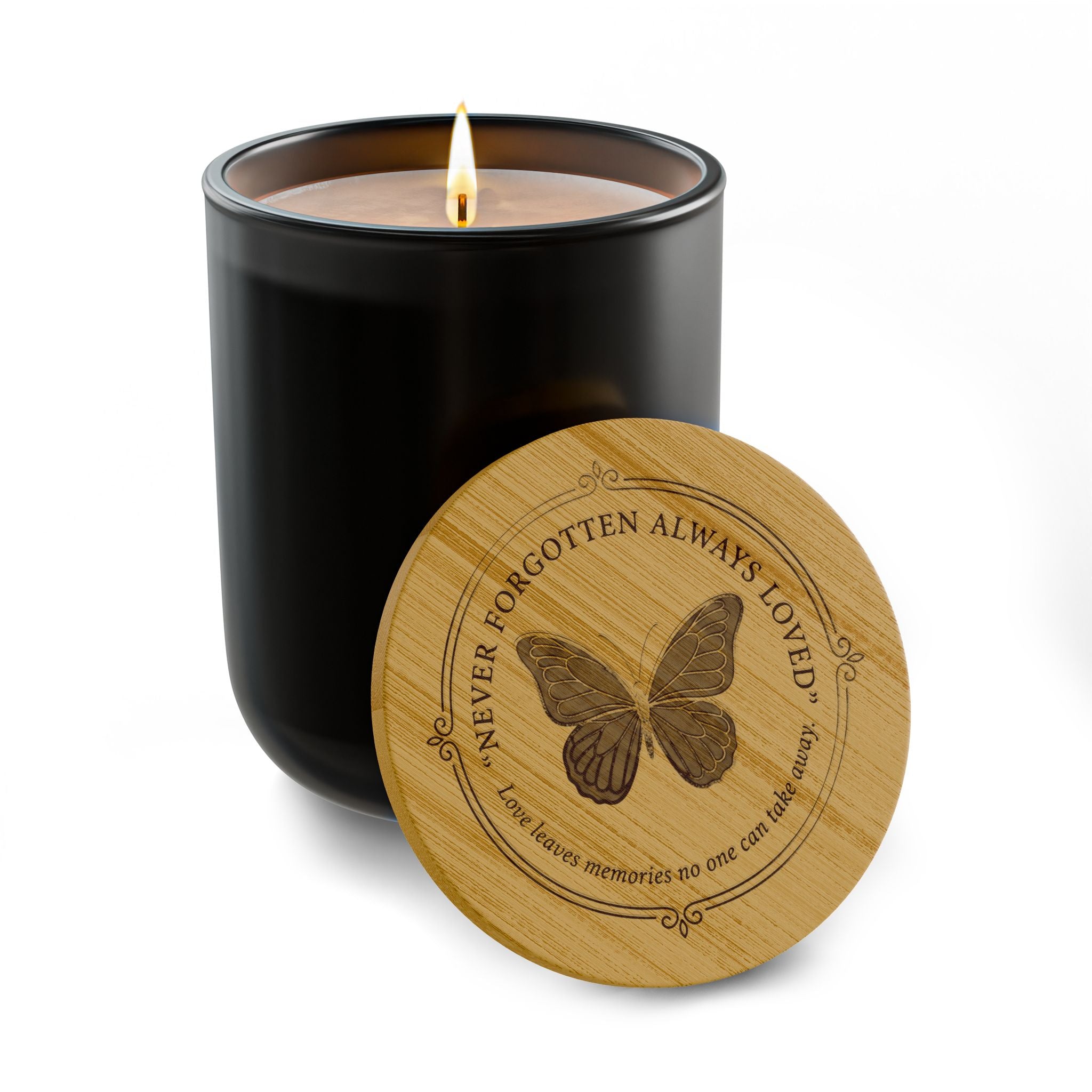 Never Forgotten, Always Loved Memorial Candle – Butterfly Remembrance Gift
